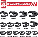 15-Piece Crowfoot Wrench Set 3/8 and 1/2 Inch Metric 8-24mm view 2