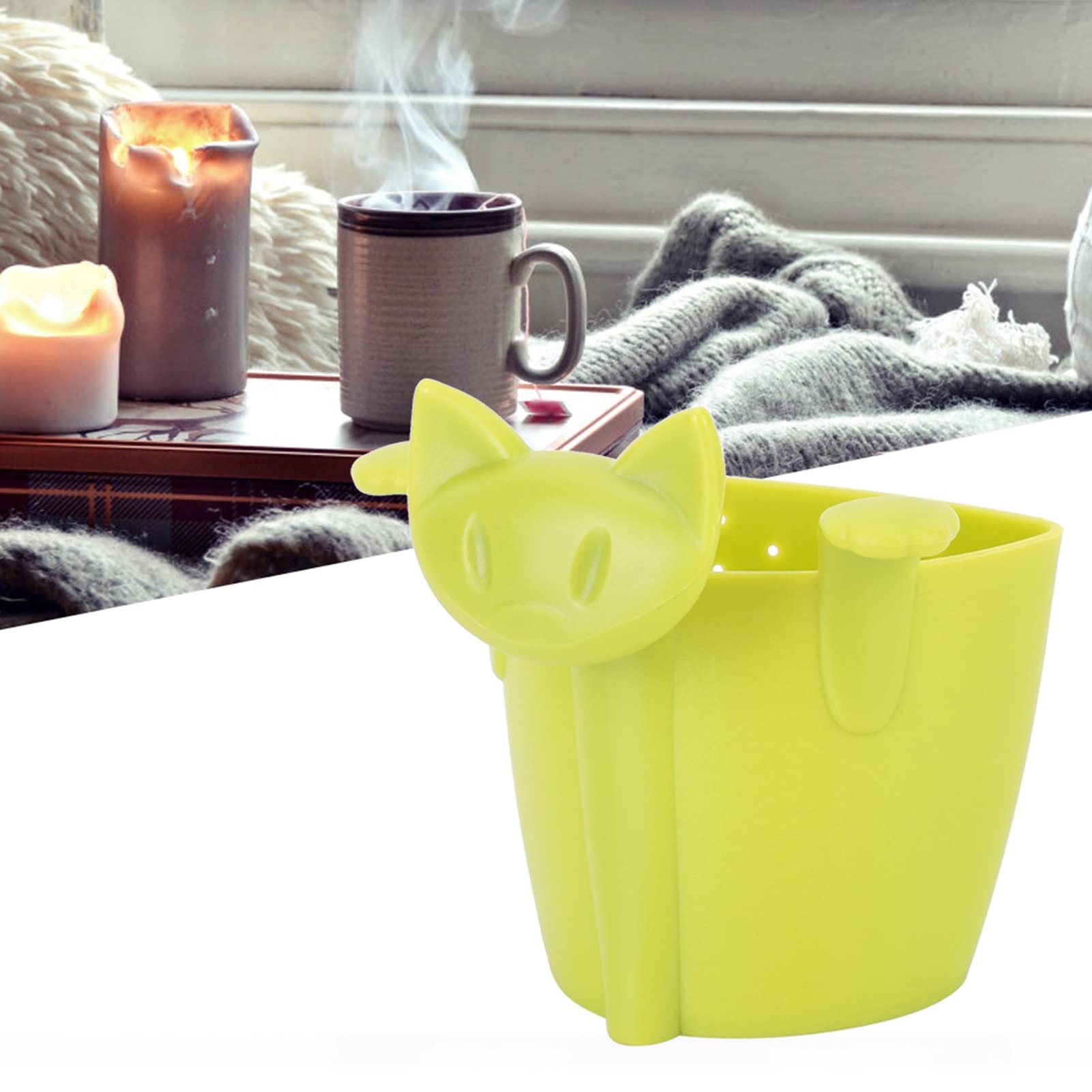 Tea Infuser, Silicone Tea Strainer Cute Cat Shape Silicone Tea Infuser for Loose Leaf Tea Tea Strainer Filter Tea Set Accessory Gift for Home Office (Green)