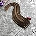 Moresoo Ombre Tape in Extensions Human Hair Dark Brown Rooted Balayage Hair Extensions Brown to Caramel Blonde with Brown Human Hair Extensions Tape in Real Hair 14 Inch #4/27/4 20pcs 50g