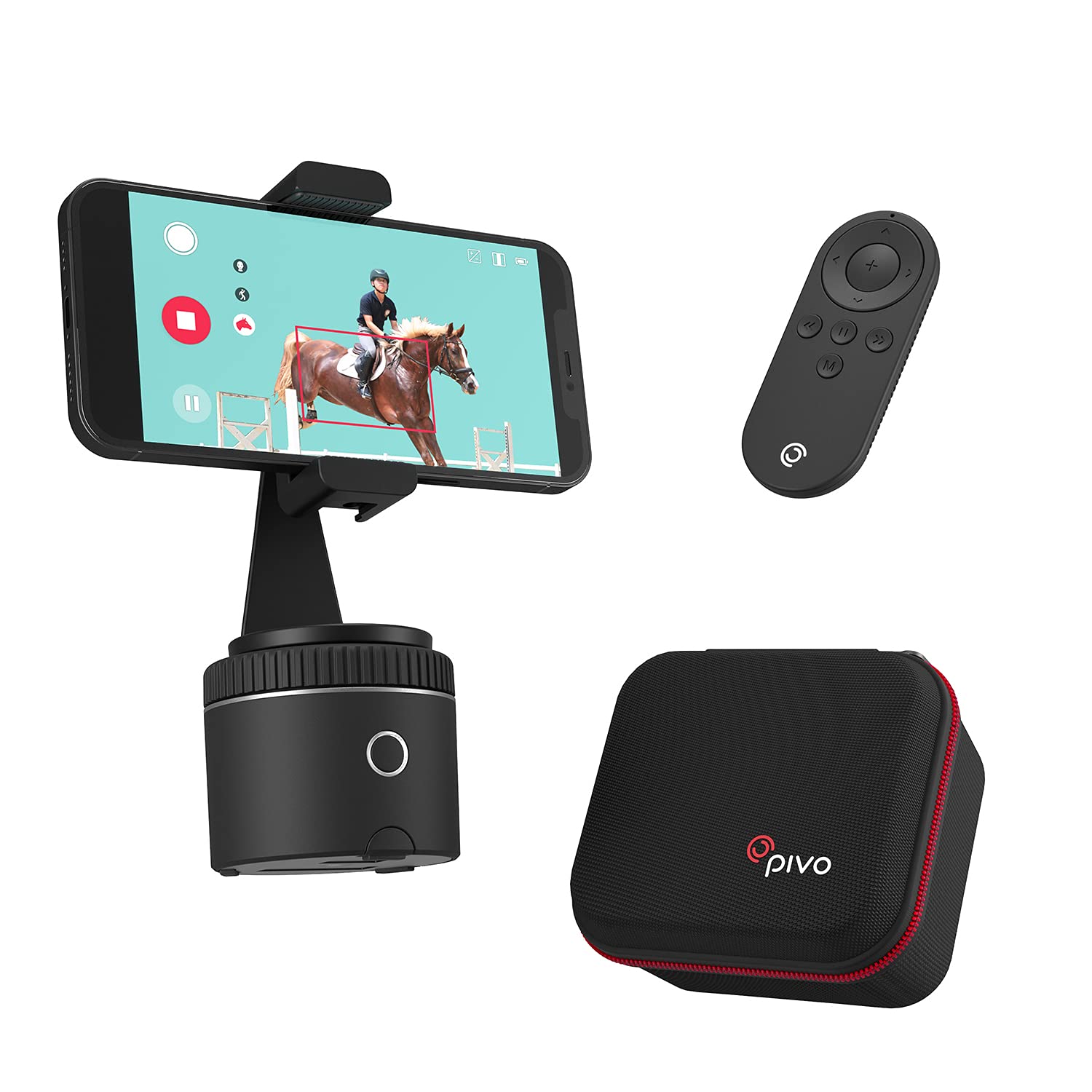 Pivo Starter Pack Silver - Auto Tracking Mount Selfie Kit for Smartphone - Fast Motion &amp; Face &amp; Body Tracking Pod - Vlogging LIvestream Videos 360° Handsfree - Contents Creation Feature with Pivo App