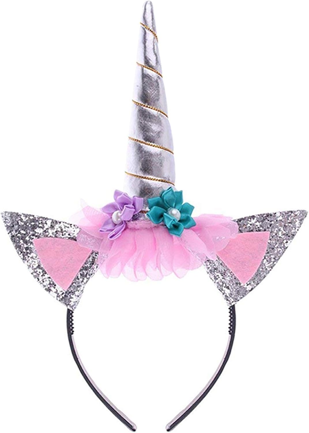 Buy Unicorn Headband, Party Hat Horn Glitter Hard Headband Spiral