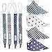 Bandana Drool Bibs & Pacifier Clips Gift Box (4 Pack Boys). Organic Cotton. Double Layered Moisture Protection
