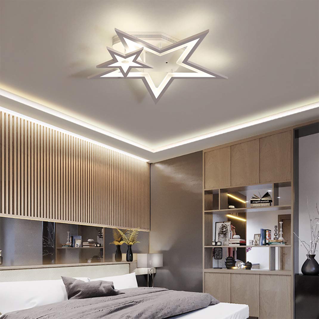 50cm Led Deckenleuchte Junge Madchen Schlafzimmer Deckenlicht Dimmbar 36w 46w Led Lichtleiste Weisser Acryl Lampenschirm 2 Sterne Design Deckenleuchte Fur Kinderzimmer Kindergarten Decke Licht