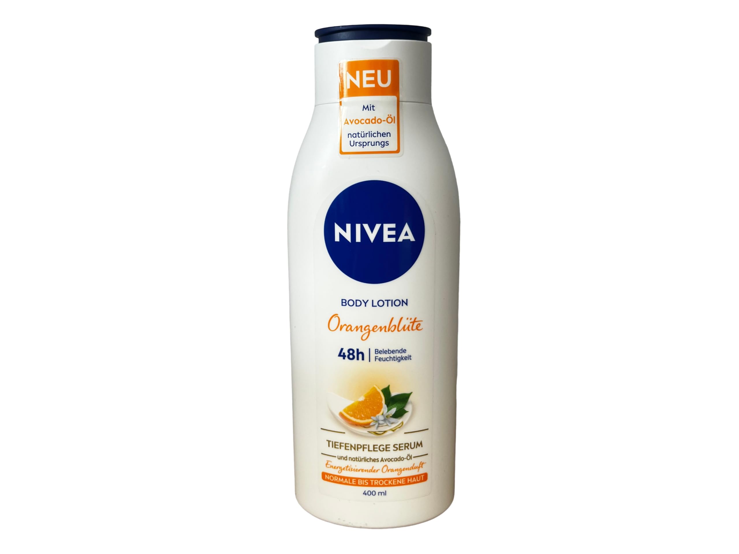 NIVEA Orange Blossom Body Lotion (400 ml), Moisturising Body Cream with Natural Origin Avocado Oil, Skin Cream with Energising Fragrance for Normal and Dry Skin