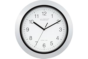 La Crosse Technology WT-3102S Atomic Analog Wall Clock, 10", Silver