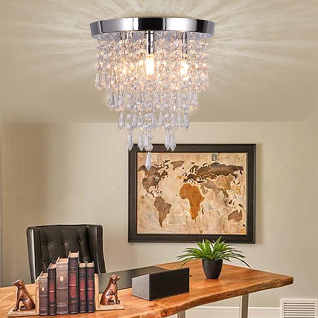 Lataw Crystal Chandeliers, Modern Pendant Semi-Flush Mount Ceiling Light G9 Fixtures, 3 Lights, H9.8 x W11.3 Inches, Contemporary Elegant Design Style for Hallway, Living Room, Dining Room