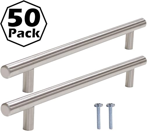 50 Pack Cabinet Hardware Brushed Nickel Drawer Pulls 7 1 2 Hole