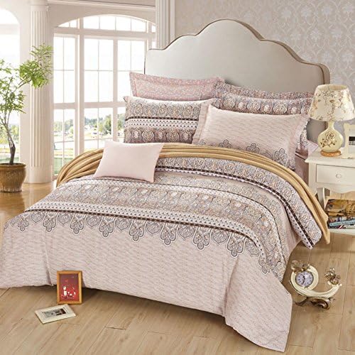 300TC European style pure cotton geometric patterns four set of duvet cover (1Duvet cover 1Sheet 2pillowcase)-P King