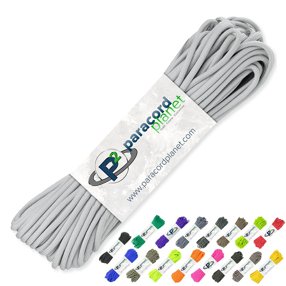 PARACORD PLANET 100 Feet Hanks Parachute 550 Cord Type III 7 Strand Paracord Silver Gray