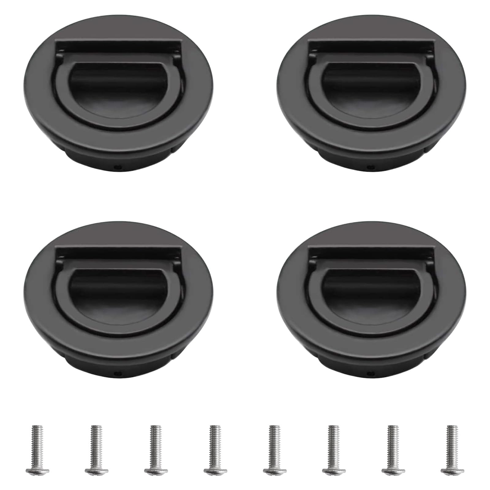 MOROBOR Round with Pull Ring Embedded Handle, 4pcs Tatami Hidden Handles Invisible Cabinet Door Furniture Hardware with Screws for Cabinet Wardrobe Drawer(Black) — image 1
