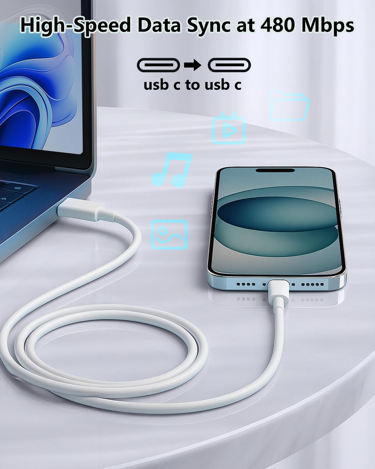 USB C auf USB C Kabel 1M 2Pack, 60W/3A Schnellladekabel USB C Kabel Cable 5