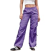 Perfashion Parachute Pants Woman Drawstring Baggy Cargo Pant Rave Concert Outfits Quick Dry Jogger Sweatpants