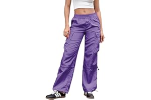 Perfashion Parachute Pants Woman Drawstring Baggy Cargo Pant Rave Concert Outfits Quick Dry Jogger Sweatpants