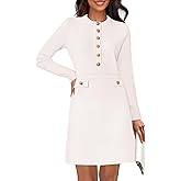 NENONA Women's 2026 Long Sleeve Fall Winter Sweater Dress Spring Fashion Button Elegant Business Casual Work Mini Dresses