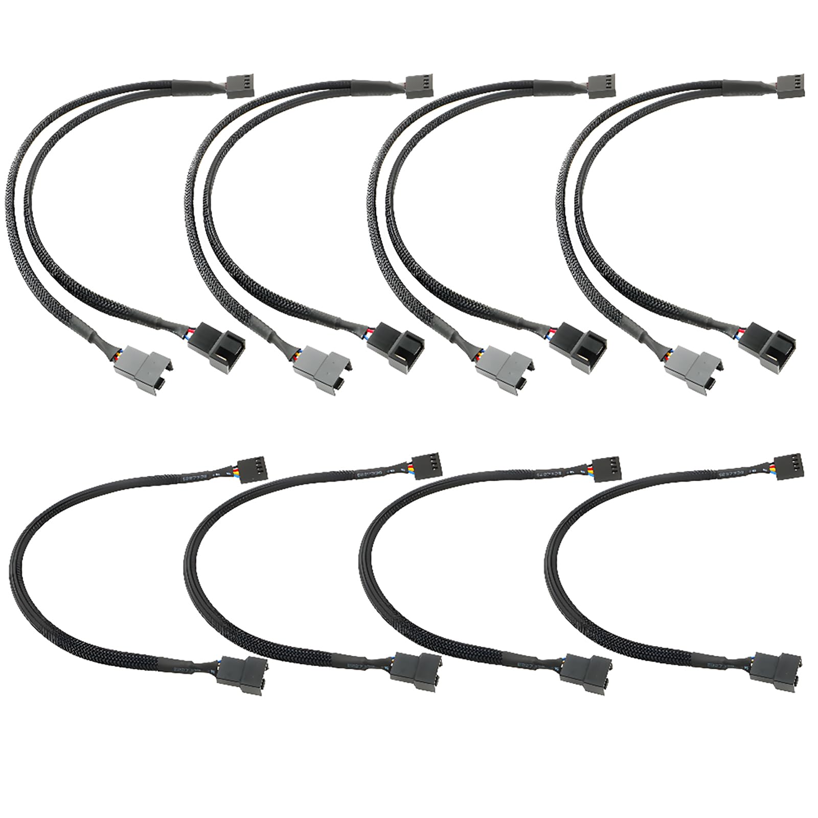 CESFONJER 4 Pack PWM Fan Cable Converter, Y Splitter, 4 Pin Fan Extension Cable