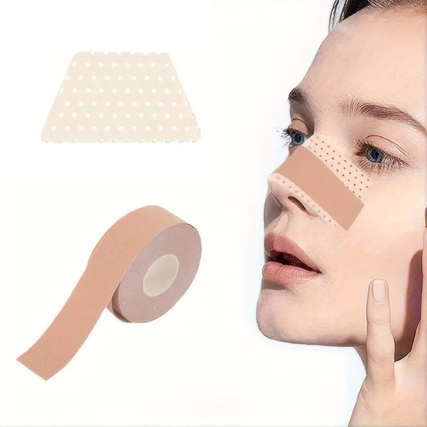 Photo 1 of 2-Piece Set Thermoplastic Nose Splint & Facial Tape - Alcohol-Free, Electricity-Free Nose Fixation & Lifting Kit, Reusable Nose Corrector & Face Lifter, Beauty Care Accessories for Daily Use