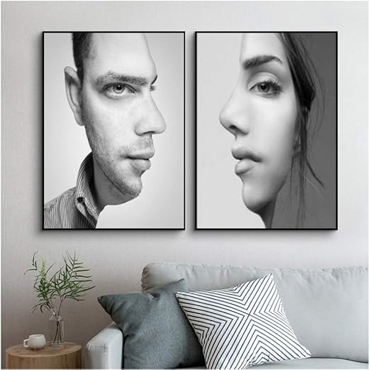 Moderno retrato en blanco y negro carteles e impresiones lienzo pintura