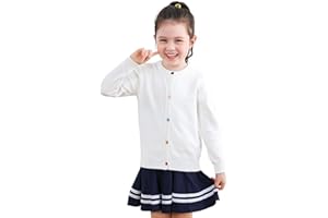 Madison Saturday Sparkle Cardigan for Girls,Long Sleeve Bolero Shrug W/ 2 Style Button, Open Front Cropped Knit Sweater 5-13Y
