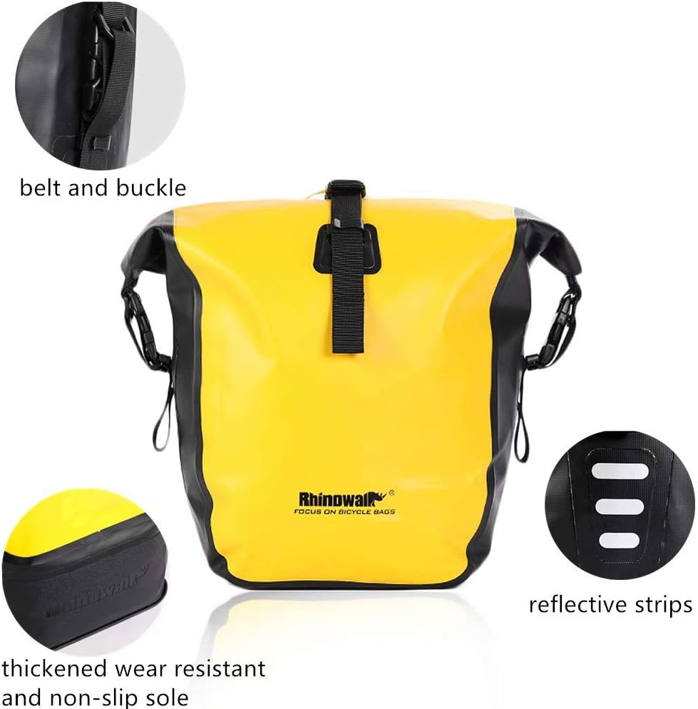 Rhinowalk Bike Bag Waterproof Bicycle Pannier Rear Seat Bag for Cycling Bicycling Traveling Riding Yellow - Image 3
