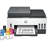 HP Smart Tank 7301 Wireless All-in-One Ink Tank Printer, Scanner, Copier with 2 Years of Ink Included, Best-for-Home Office, Cartridge-Free Refillable, AI-Enabled (28B70A)
