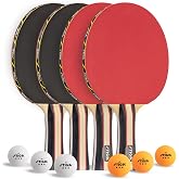 STIGA Performance 2 or 4 Player Table Tennis Set &ndash; USATT Approved Rackets and 3-Star Balls &ndash; 5-Ply Blade &amp; Flared Handle &ndash; Perfect for Skill Development