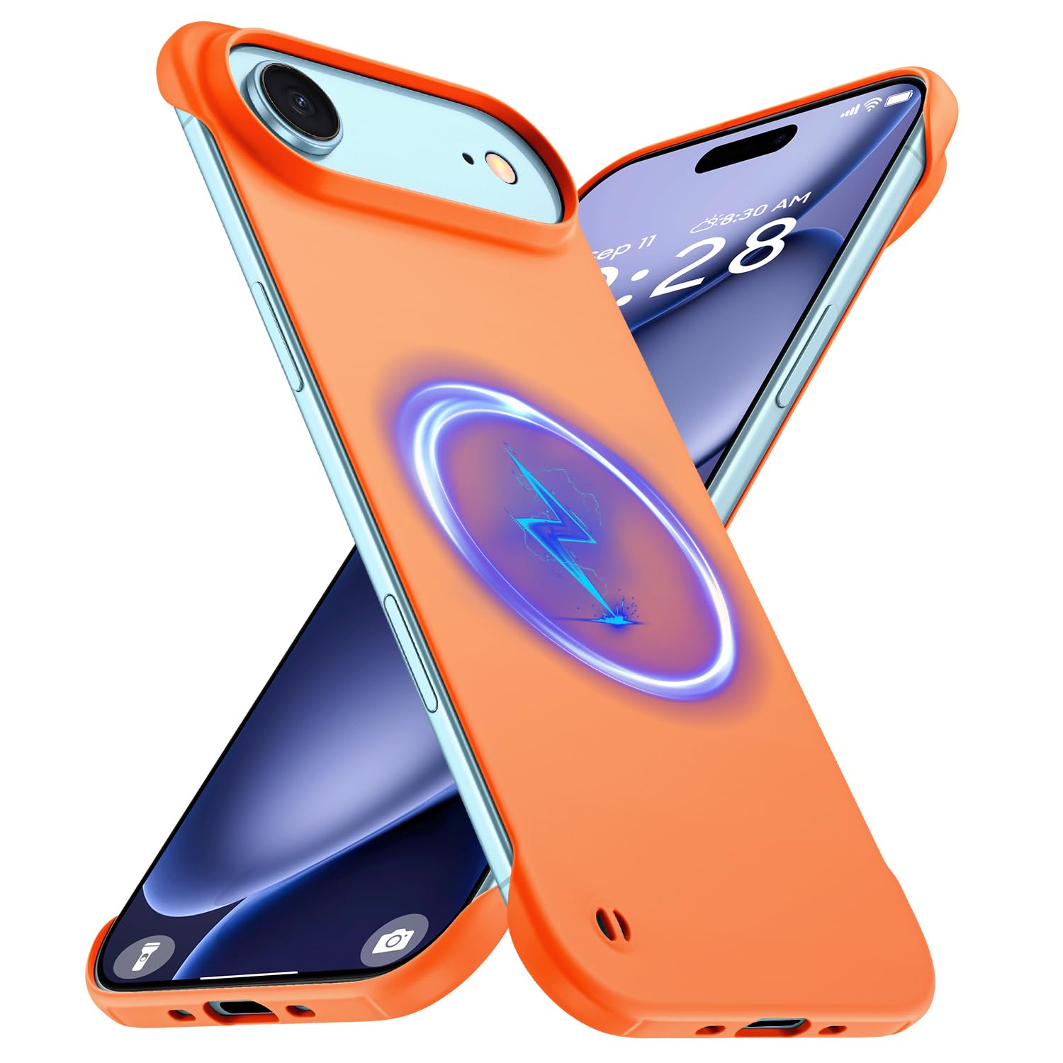 Photo 1 of GRECAZO Magnetic Slim Case Fit for iPhone Air Phone Case 6.5"(2025) Ultra-Thin Lightweight Durable Frameless Matte Hard for MagSafe Cover Case with Pull Ring Shockproof Non Slip Rope-Orange