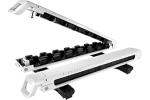 KUAT Grip 4 Durable Universal Car SUV Rooftop Crossbars Mounted Winter Sports Gear Hauling Transportation Slide-Out Locking Clamshell Rack, Fits 4 Skis/2 Snowboards - Pearl with Silver Anodize
