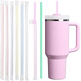 50Pcs Colorful Disposable Straws for 40 OZ Tumbler, 12 inch Extra Long Straws Disposable for Stanley 30 Oz 40 Oz Tumbler, Straw Individually Wrapped for Tumblers, Iced Coffee, Milk, Juice, Party Use