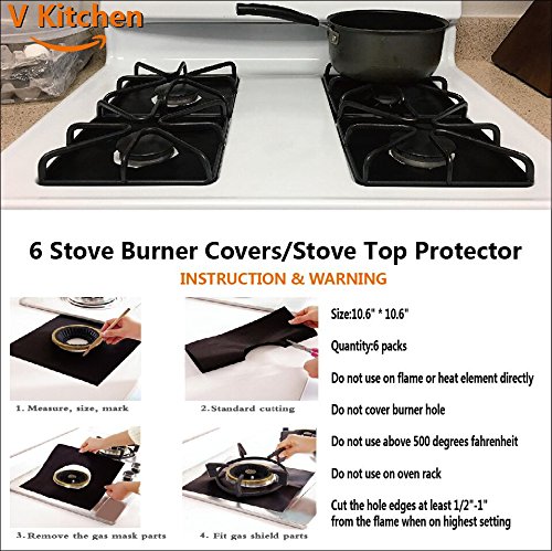 Gas Range Stove Burner Covers - Square Black Gas Range Protectors Liner Cover for Kitchen 0.3 mm Double Thickness Reusable Non-Stick Fast Clean Dishwasher Safe FDA Approved Made of PTFE Heat Resistant - Thumbnail 7
