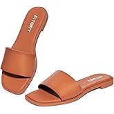FITORY Women's Slide Sandals Fashion Square Open Toe with Cushioned Footbed Slippers for Beach Size