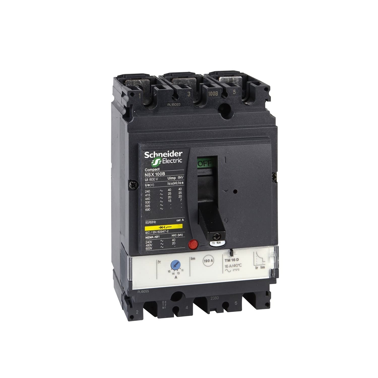 Dropper lv429841 nsx100 N TM-D Compact Circuit Breaker, 3P Poles, 3D, 690Vac; 50/60 Hz, 80 A