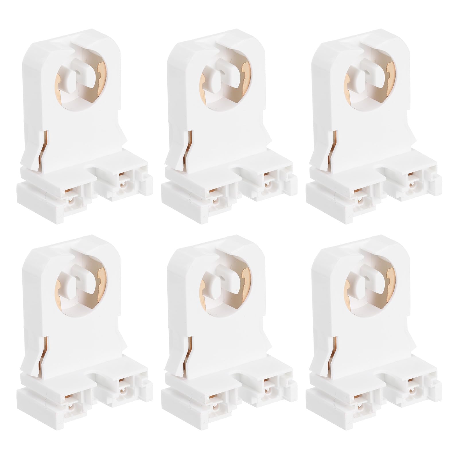 PATIKIL T8 Lamp Holder,6 Pcs G13 Light Socket Base Holder Non-Shunted Tombstone Flame Retardant Lamp Sockets for Integrated LED Fluorescent Tube, White