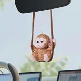 Seninda Monkey Car Hanging Ornament, Swinging Rearview Mirror Decoration | Cute animal car decor, playful interior accent, monkey lover gift, textured resin design