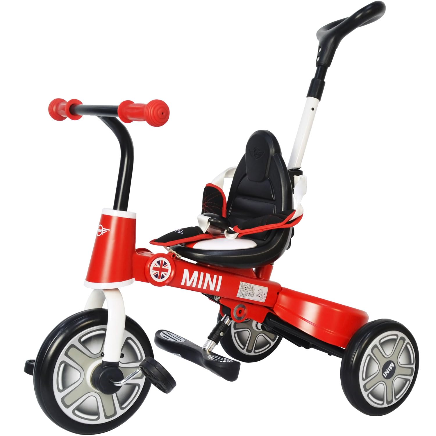 折りたたみ 三輪車 MINI 舵取り三輪車 10インチ ミニライセンス 自転車 子供用 手押しコンパクト スマートバーで安心 (レッド)商品画像