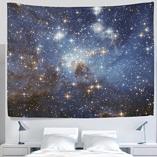 HMWR 60x80 Inch Blue Tapestry Wall Hanging Universe Milky Way Starry Stars Space Infinity Galaxy Orbit Dorm Wall Art Home Decor