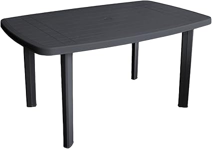 Amazon.de: Mojawo Gartentisch Kunststoff 140x90cm Anthrazit rechteckig