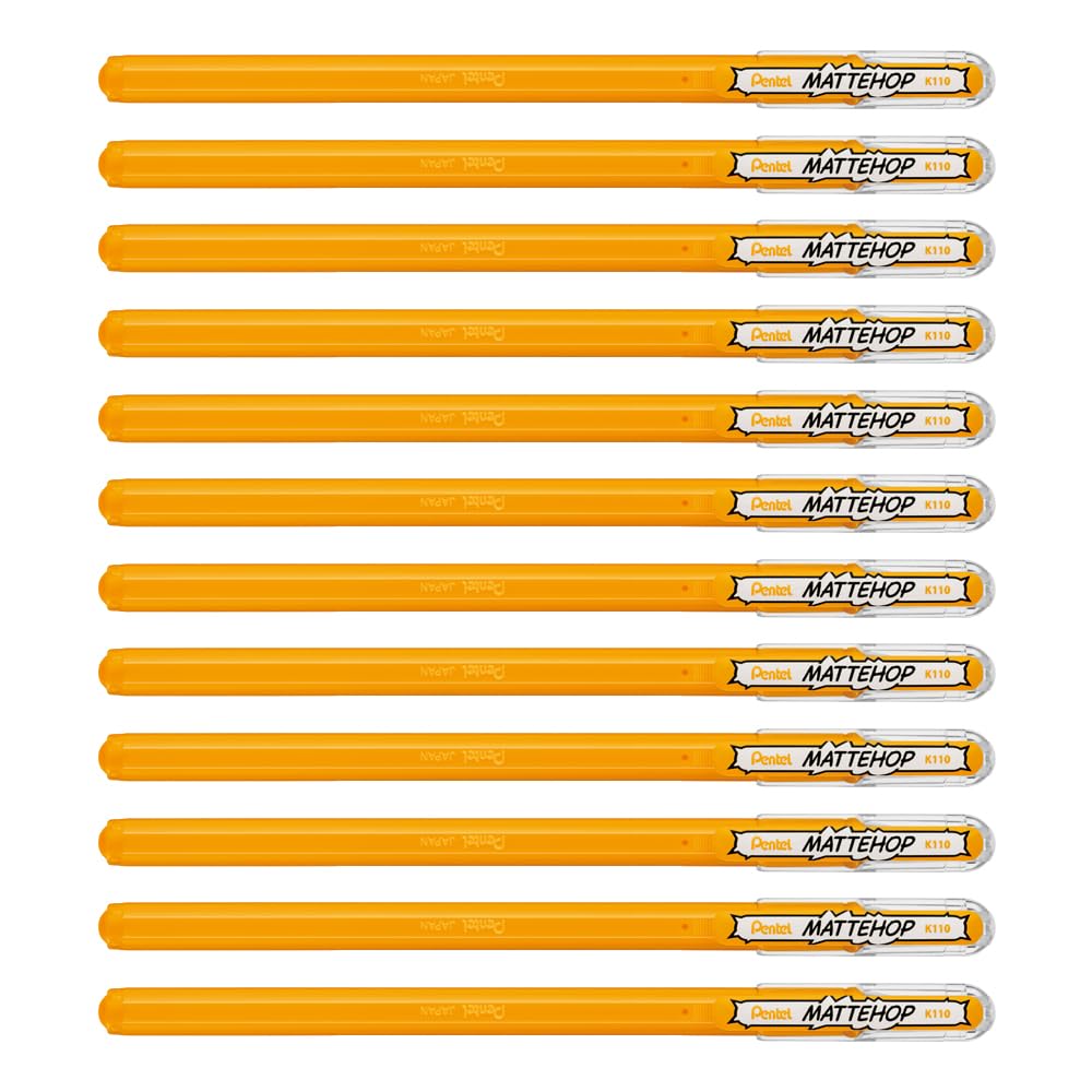 Pentel Mattehop 1.0mm Gel Roller Yellow/Orange - Pack of 12