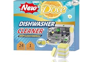 NEW DOVE Dishwasher Cleaner and Deodorizer Tablets, 24 Pack Deep Clean Dishwasher Cleaner for 12 Months Supply, Remover Limescale, Odor, Hard Water, Calcium, Smell and Mineral Buildup