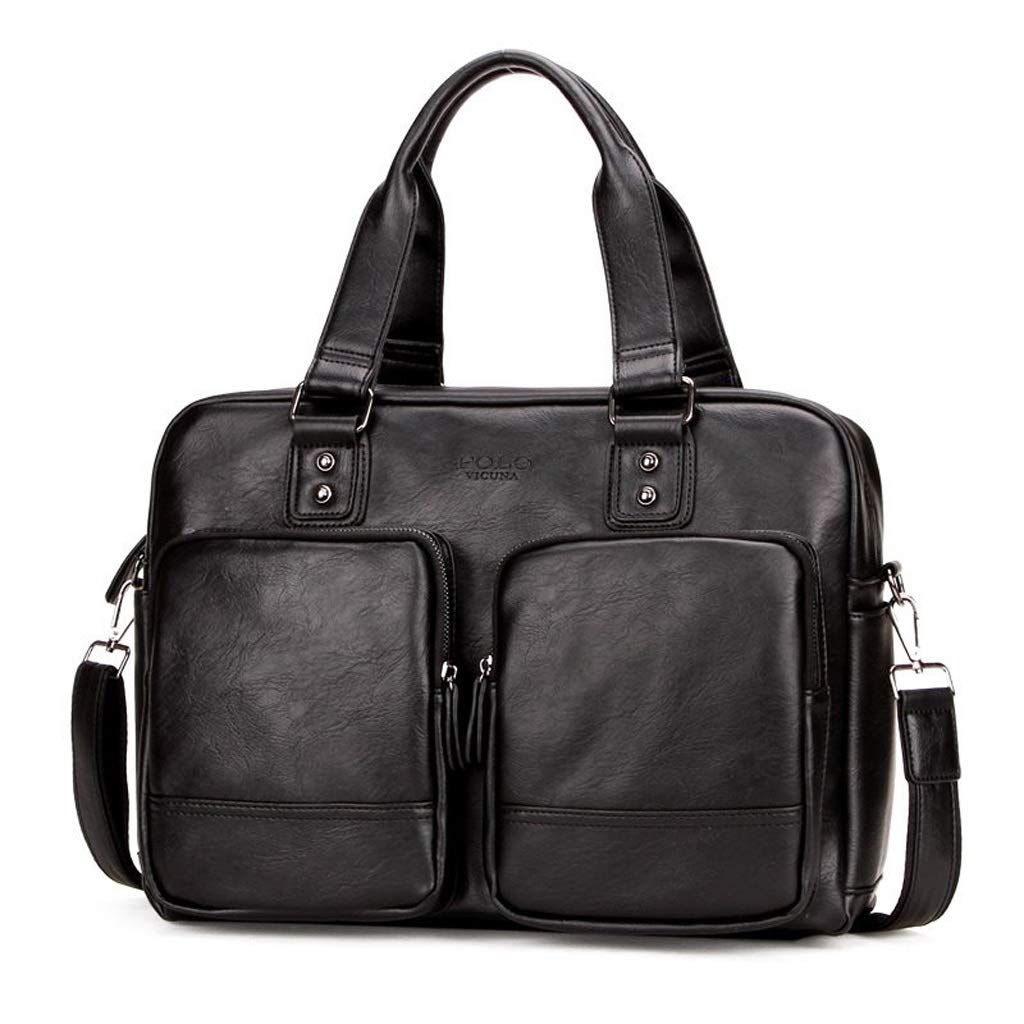 Yxsd ビジネス ハンドバッグ デザイン メンズ ブリーフケース サッチェル メッセンジャー ケース 14フィート ノートパソコン ショルダーバッグ、ブラック   B07PYPVTCX