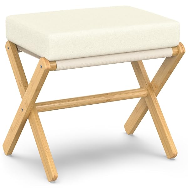BAMBOOHOMIE FOLDABLE FOOT STOOL OTTOMAN, MODERN FOOT REST...