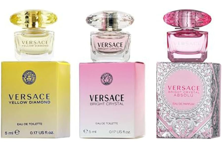 Versace Perfume Gift Set for Women – Mini Variety Gift Set Trio Collection – Absolu, Bright Crystal, Yellow Diamond