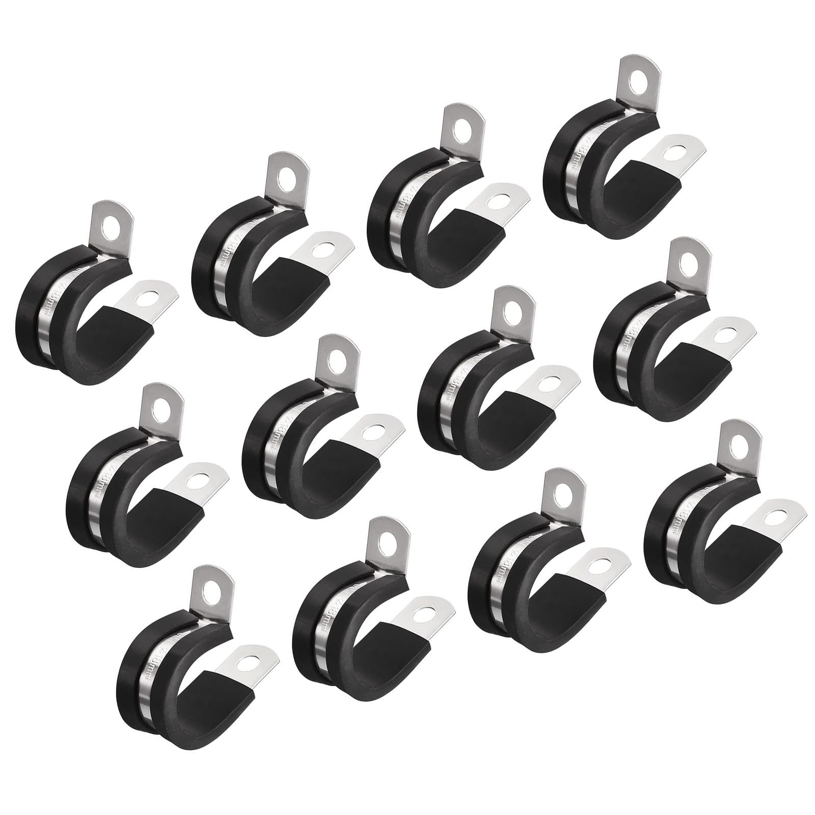 MACHSWON 24Pcs 11/16 Inch(18mm) Cable Clamp, Rubber Cushioned Insulated Clamp 304 Stainless Steel R Shape Bracket Metal Pipe Clamp Tube Holder for Wire Hose Tube