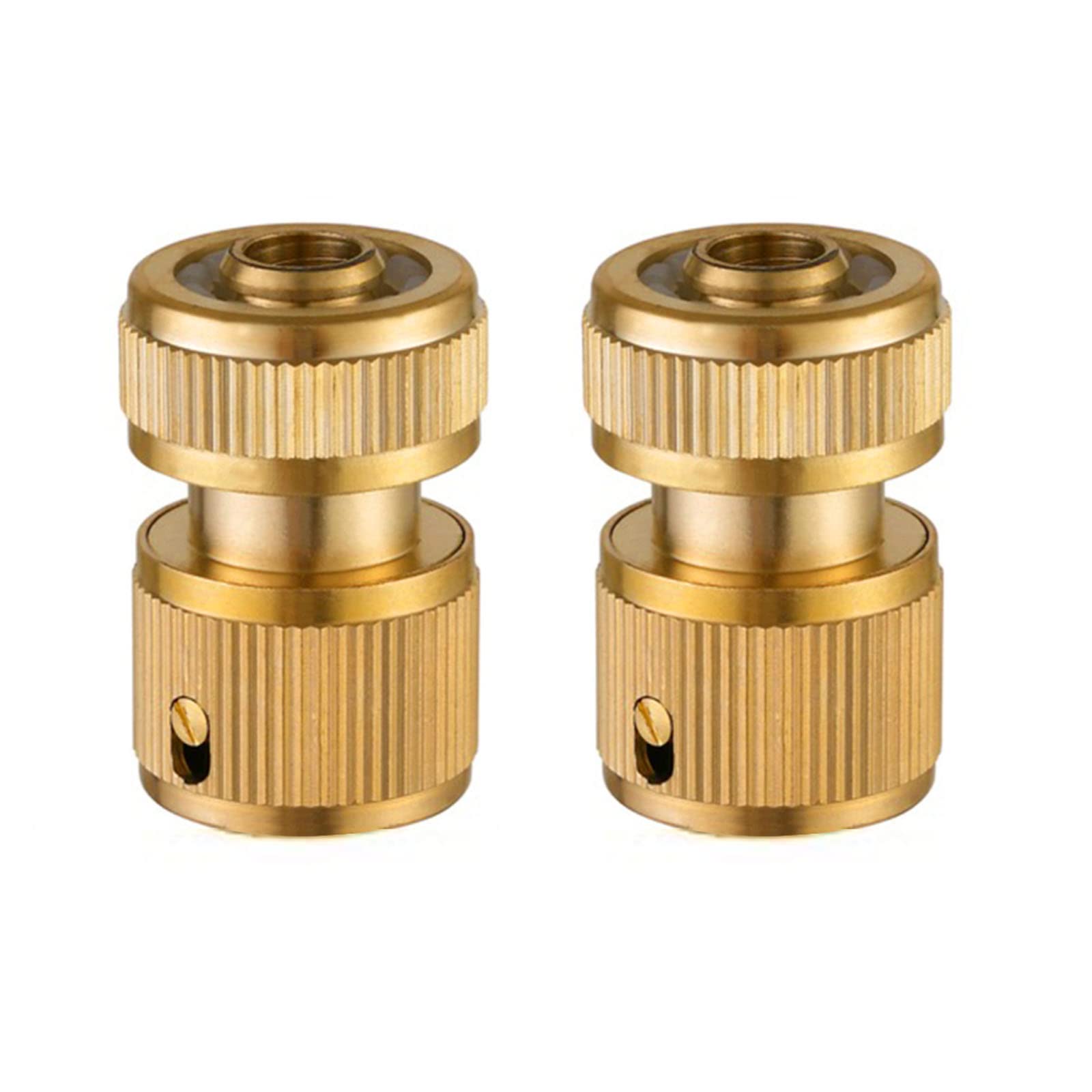 SyiXute 2 Pcs Brass Hose Connector,Hose End Quick Connect Fitting,1/2" (13 mm) Brass Garden Hose Connector for Gardening,Home Watering,Car Washing