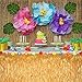 KUUQA Luau Hawaiian Grass Table Skirt and 48 Pcs Artificial Tropical Palm Monstera Leaves Hibiscus Flowers for Aloha Tiki Jungle Moana Theme Tropical Birthday Party Decorations Ideas Supplies