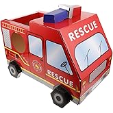 ibasenice Wearable Cardboard Fire Truck Toy for Kids 20.5In Lightweight DIY Costume Kit for Role-Playing School Events Birthday Parties Outdoor Pretend Play