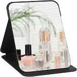 OSDUE Folding Tabletop Mirror 20.5x15.5 Black PU Leather Portable Vanity view 8