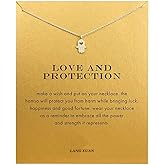 LANG XUAN Message Card Compass Pendant Necklace Friendship Sun Good Luck Elephant Starfish Pendant Chain Necklace with Gift Card