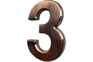 4 Inch Mailbox Numbers 3, Bronze House Number Stickers for Front Doors, Metal Shining, by Hopewan. (3, Bronze)
