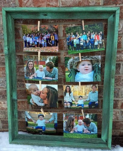 Multiple Picture Frame in Barn Wood, Rustic Home Decor, Rustic Wedding Place card Holder, Rustic Wedding Decor, Beach House Decorations, Wedding Placecard Holder, Seafoam Green