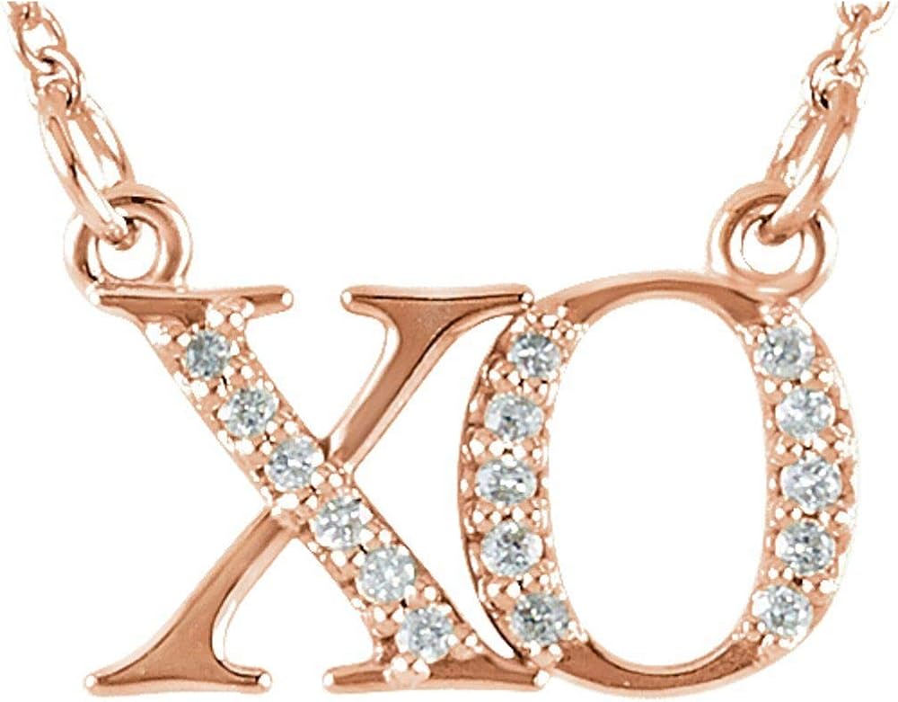 14ct Rose Gold Diamond"XO" Necklace, 16" Amazon.co.uk Jewellery